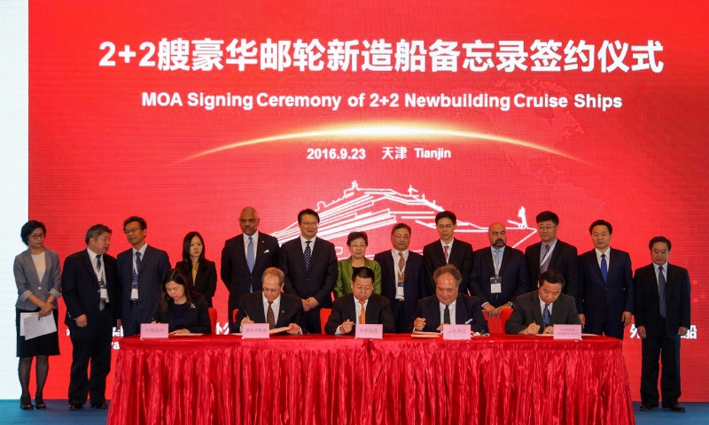 Carnival Corporation Cruise Joint Venture in China Signs Memorandum of Agreement to Order First New Cruise Ships Built in China for the Chinese Market (PRNewsFoto/Carnival Corporation & plc)