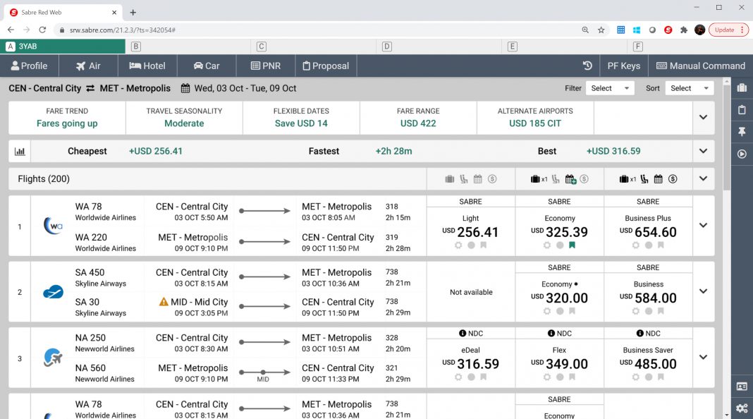 Sabre introduces new airline storefront with “shelves”