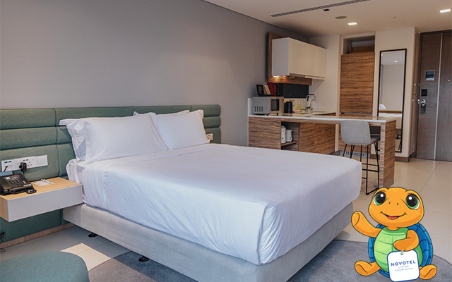 Kai the Turtle joins family stays at Novotel Living Singapore Orchard